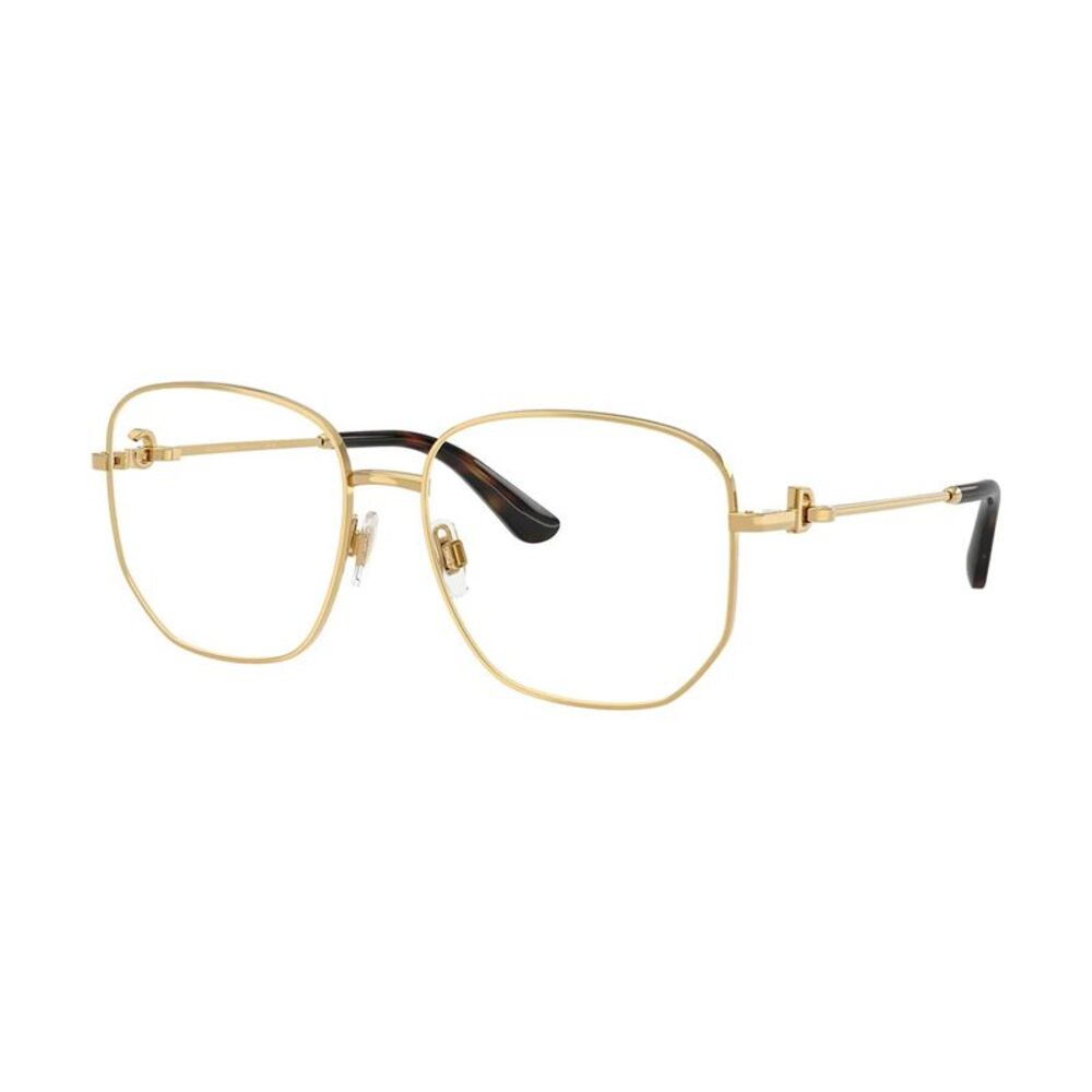 Dolce & Gabbana Eyeglasses Round Full Rim, Gold Frame and Clear Demo Lenses